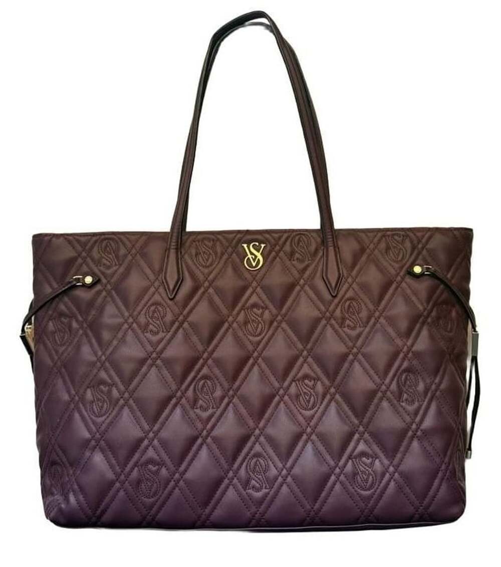 Victoria's Secret Quilted Tote Bag Purple